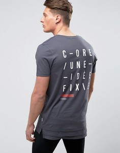 Удлиненная oversize-футболка с принтом на спине Jack &amp; Jones Core - Серый