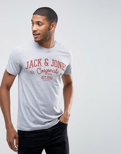 Футболка с фирменным принтом Jack &amp; Jones Originals - Серый