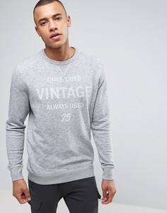 Свитшот в винтажном стиле с принтом Jack &amp; Jones - Темно-синий