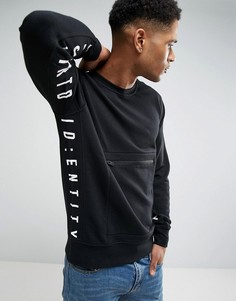 Свитшот с карманом на молнии и декоративной строчкой Jack &amp; Jones Core - Черный