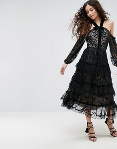 Кружевное платье с открытыми плечами Needle &amp; Thread Primrose - Черный