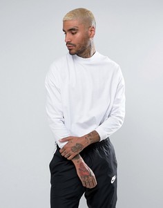 Белая оversize-футболка с воротником-стойкой и укороченными рукавами ASOS - Белый