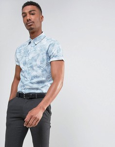 Облегающая рубашка с короткими рукавами и принтом Burton Menswear - Серый