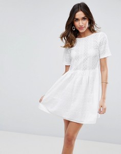 Свободное кружевное платье ASOS - Белый