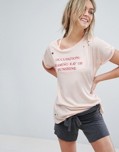 Футболка с надписью Occupation Beaming Sunshine Wildfox - Розовый