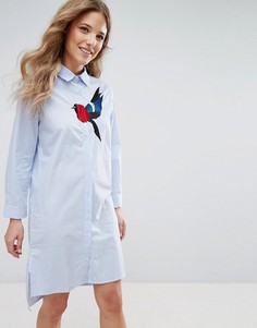Платье-рубашка с вышитой птицей Liquorish - Синий