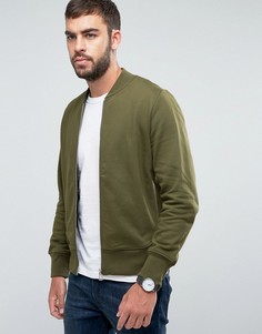 Трикотажный бомбер хаки с логотипом PS by Paul Smith - Серый