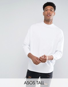 Белая oversize-футболка с высоким воротом и укороченными рукавами ASOS TALL - Белый