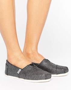 Черные эспадрильи-слипоны с отделкой металлик Toms - Черный