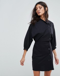 Платье мини на пуговицах в стиле 80-х ASOS - Черный