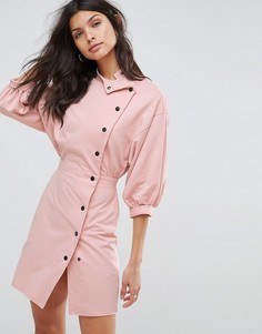 Платье мини на пуговицах в стиле 80-х ASOS - Розовый