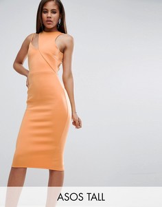 Асимметричное платье с вырезом у воротника ASOS TALL - Оранжевый