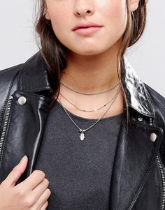 Ожерелье-чокер в несколько рядов с подвеской хамса ASOS - Серебряный