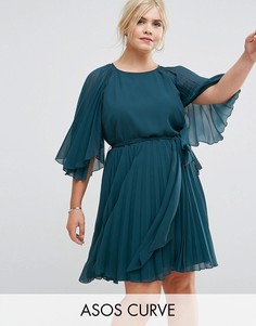 Платье мини с рукавами клеш ASOS CURVE - Зеленый