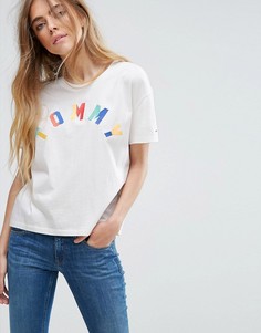 Футболка с разноцветным логотипом Tommy Hilfiger Denim - Белый