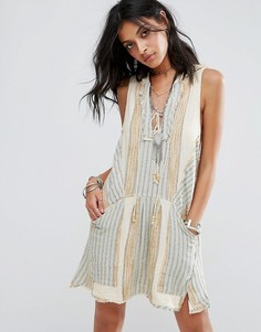 Хлопковое платье мини Free People All Right Now - Кремовый