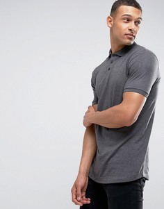 Темно-серая меланжевая трикотажная футболка-поло с асимметричным краем ASOS - Серый