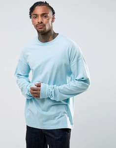 Синий лонгслив свободного кроя с супердлинными рукавами ASOS - Синий