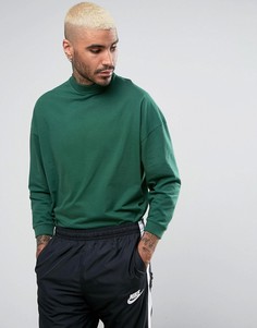 Свободная зеленая футболка с высоким воротом ASOS - Зеленый