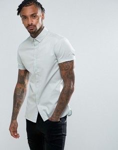Зауженная рубашка из саржи ASOS - Зеленый