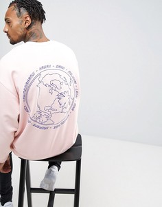 Свободный свитшот с принтом ASOS - Розовый
