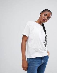 Свободная футболка с закатанными рукавами ASOS - Белый