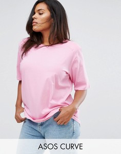 Свободная футболка с подплечниками ASOS CURVE - Розовый