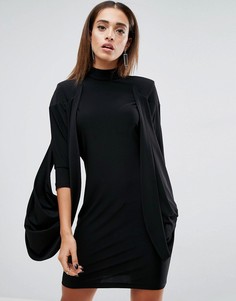 Драпированное платье с подплечниками ASOS - Черный