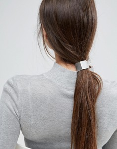 Резинка для волос ограниченной серии с металлической планкой - Серебряный Asos