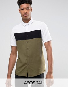Рубашка классического кроя со вставками ASOS TALL - Белый