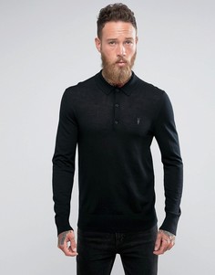 Трикотажная футболка-поло из 100% мериносовой шерсти AllSaints - Черный