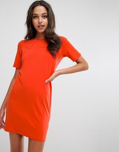 Платье-футболка мини с отделкой пуговицами ASOS - Оранжевый