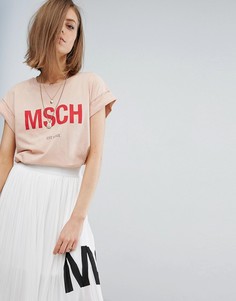 Футболка бойфренда с принтом логотипа Moss Copenhagen - Розовый
