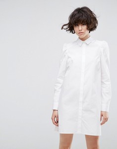 Платье-рубашка с пышными рукавами ASOS - Белый