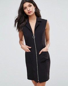 Платье мини на молнии с карманами ASOS - Черный