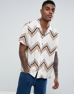 Свободная белая рубашка из вискозы с шевронным узором ASOS - Белый