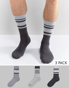 Набор из 3 пар носков в спортивном стиле ASOS - Серый