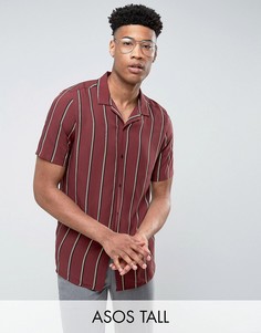 Красная рубашка классического кроя из вискозы в полоску ASOS TALL - Красный