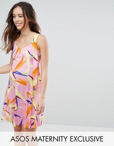 Свободное платье с завязкой и ярким принтом ASOS Maternity - Мульти