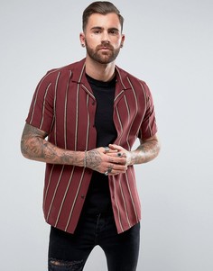 Красная рубашка классического кроя из вискозы в полоску ASOS - Красный