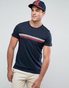 Темно-синяя футболка с вышитыми фирменными полосками Tommy Hilfiger Lars - Темно-синий