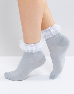 Носки с блестками и отделкой из органзы ASOS - Серебряный