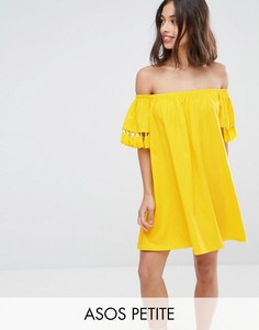Сарафан с открытыми плечами и кисточками ASOS PETITE - Желтый