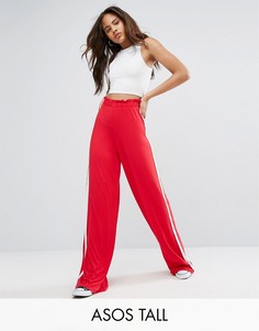 Брюки с широкими штанинами и полоской по бокам ASOS TALL - Красный