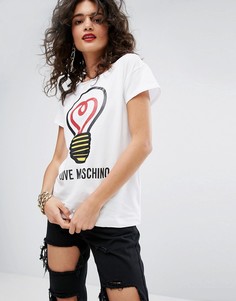 Футболка с принтом лампочки Love Moschino - Белый