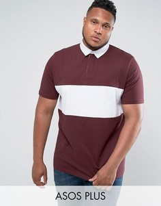 Длинная бордовая футболка-поло ASOS PLUS - Красный