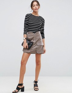 Мини-юбка с молнией и карманами ASOS - Красный