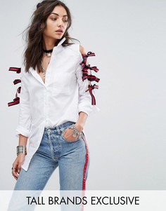 Рубашка с полосатыми бантиками по бокам Glamorous Tall - Белый