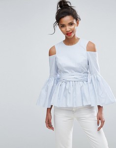 Хлопковый топ в полоску с баской ASOS Premium - Мульти