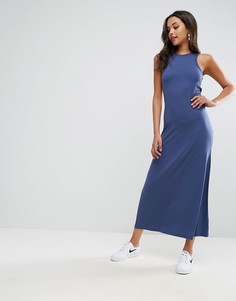 Платье макси с лифом в спортивном стиле ASOS City - Синий